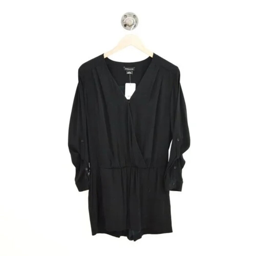 Trouve Black Long Sleeve One Piece Skort Jumpsuit